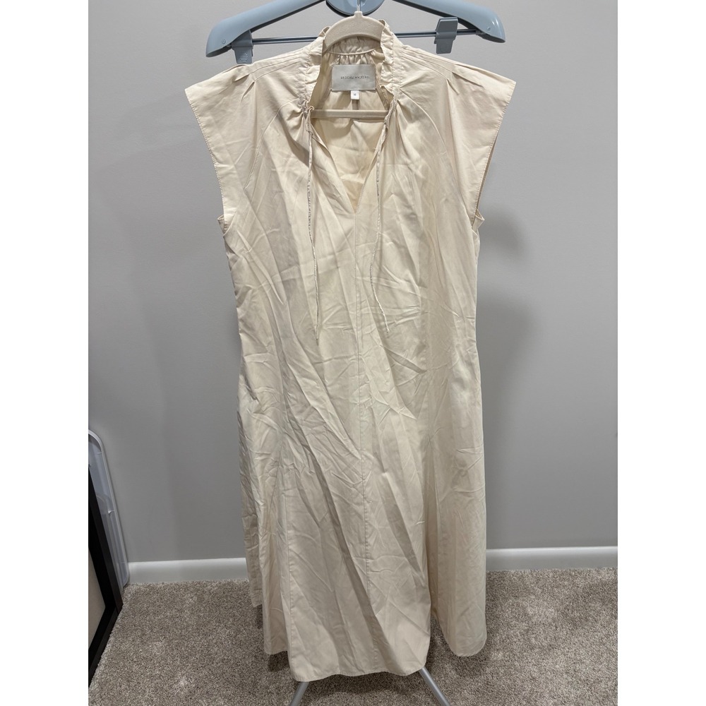 Brochu Walker Newport Midi Dress Beige Cream Size Medium Minimalist Lightweight